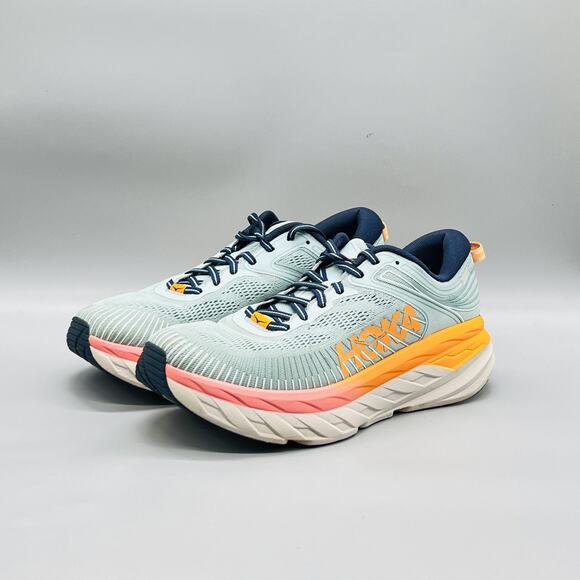 Hoka One One Shoes Womens 10.5 Blue Mesh Bondi 7 Road Running Sneakers Comfort main image 5